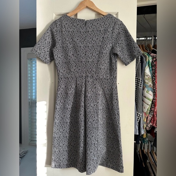 Ann Taylor Size 4 Petite Small fit and flare black herringbone dress classy - Picture 4 of 7